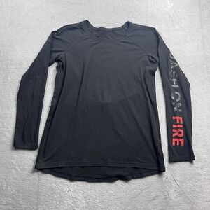 Lululemon Casual Love Long Sleeve Shirt Black Crew Neck Womens XS Squash On Fire